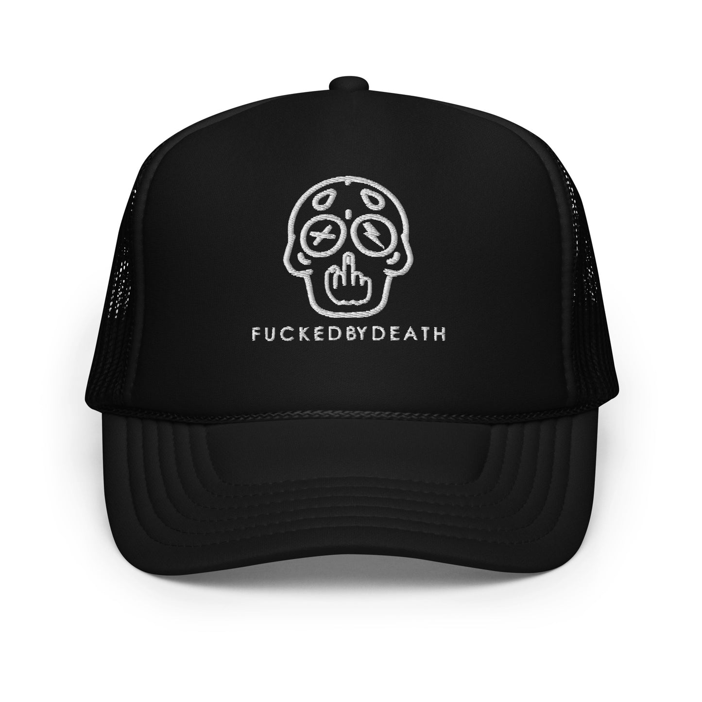 FUCKEDbyDEATH Unisex black trucker hat skully