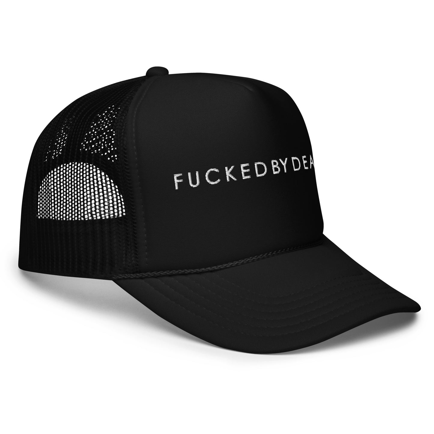 FUCKEDbyDEATH Unisex black trucker hat