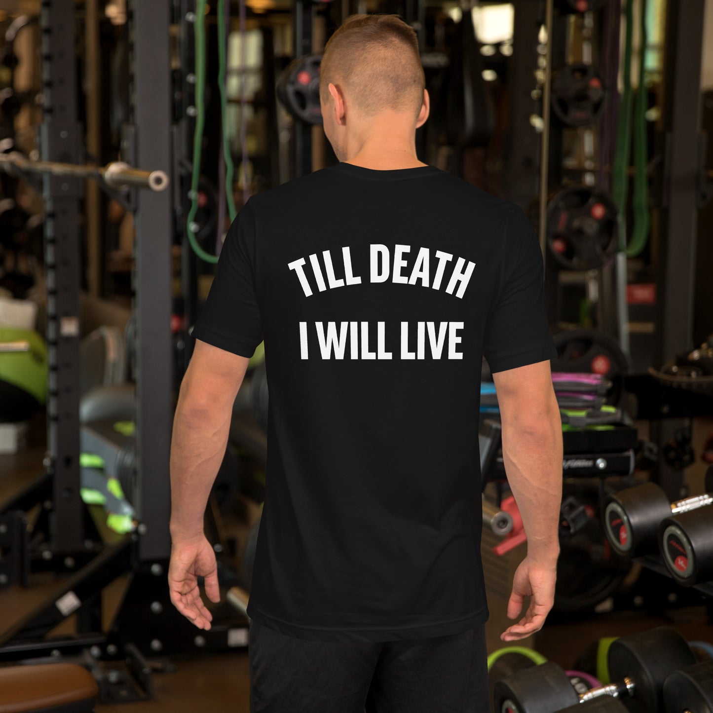 FUCKEDbyDEATH black till dead I will live T-shirt Men